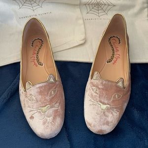 Charlotte Olympia Antique Rose velvet Kitty shoes. Size 6. Never worn.